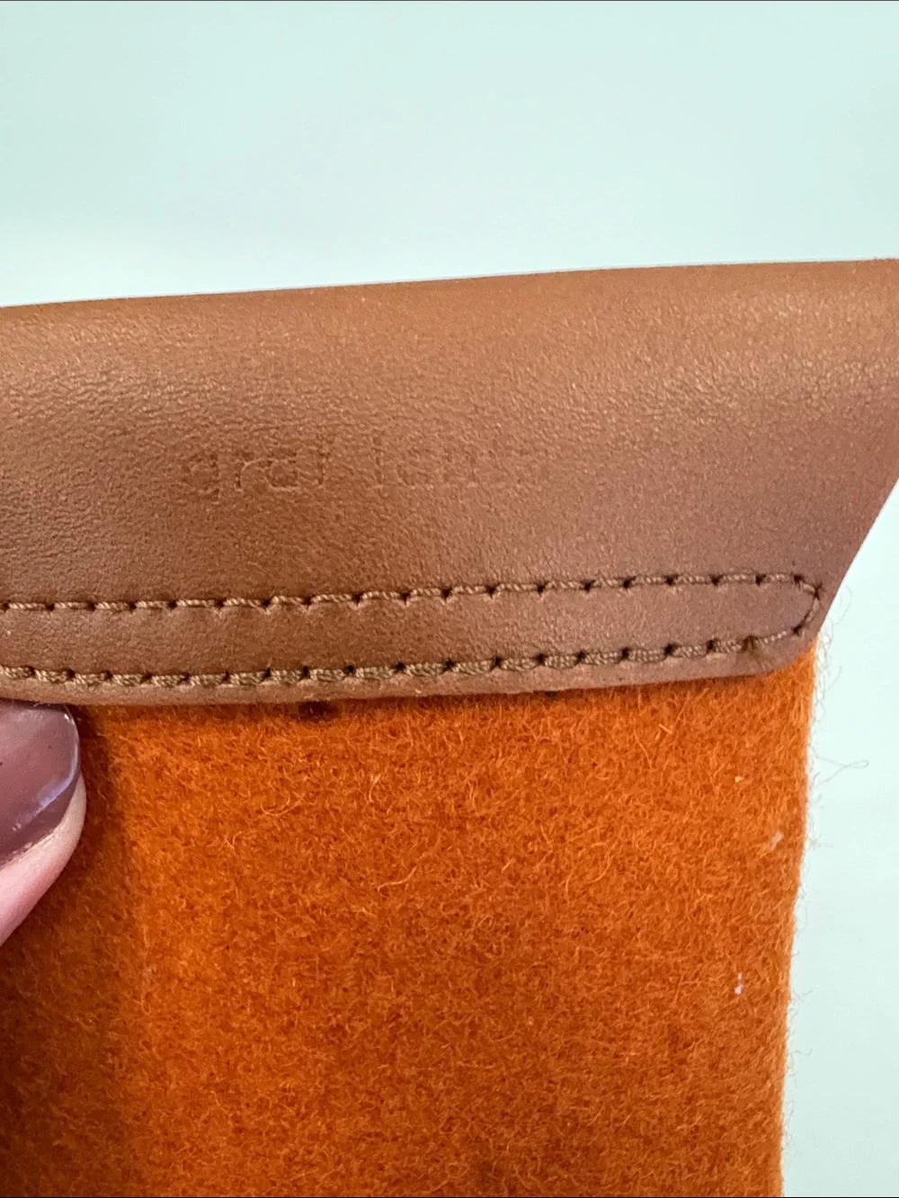 Felt Sunglass Sleeve with Brown Leather Trim